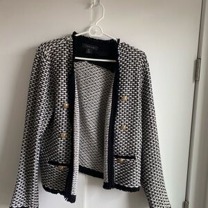 Chic Black and White Tweed Blazer